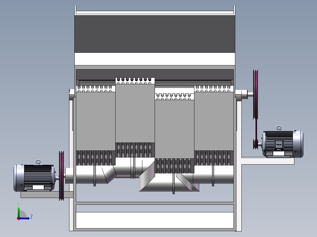 切流式脱粒、分离装置左视图