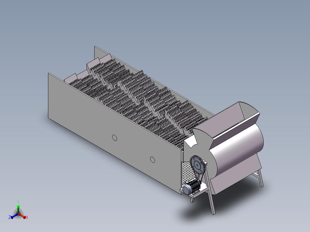 切流式脱粒、分离装置正等轴测图