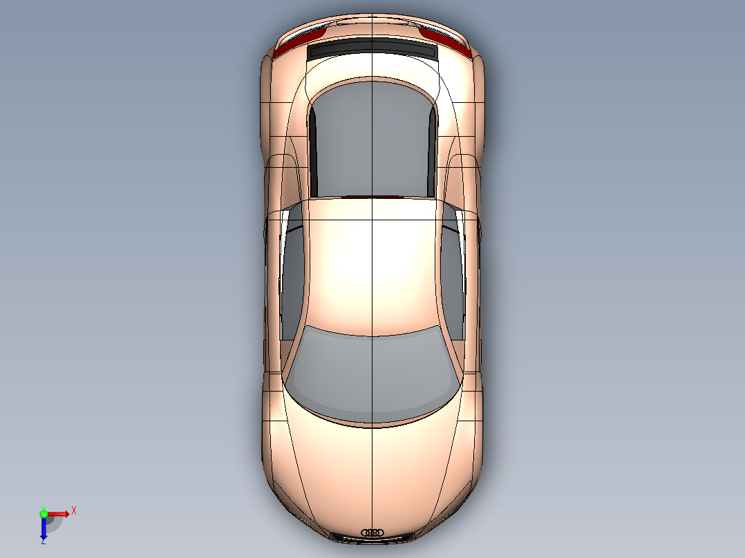 R8轿车外壳造型 sw16俯视图