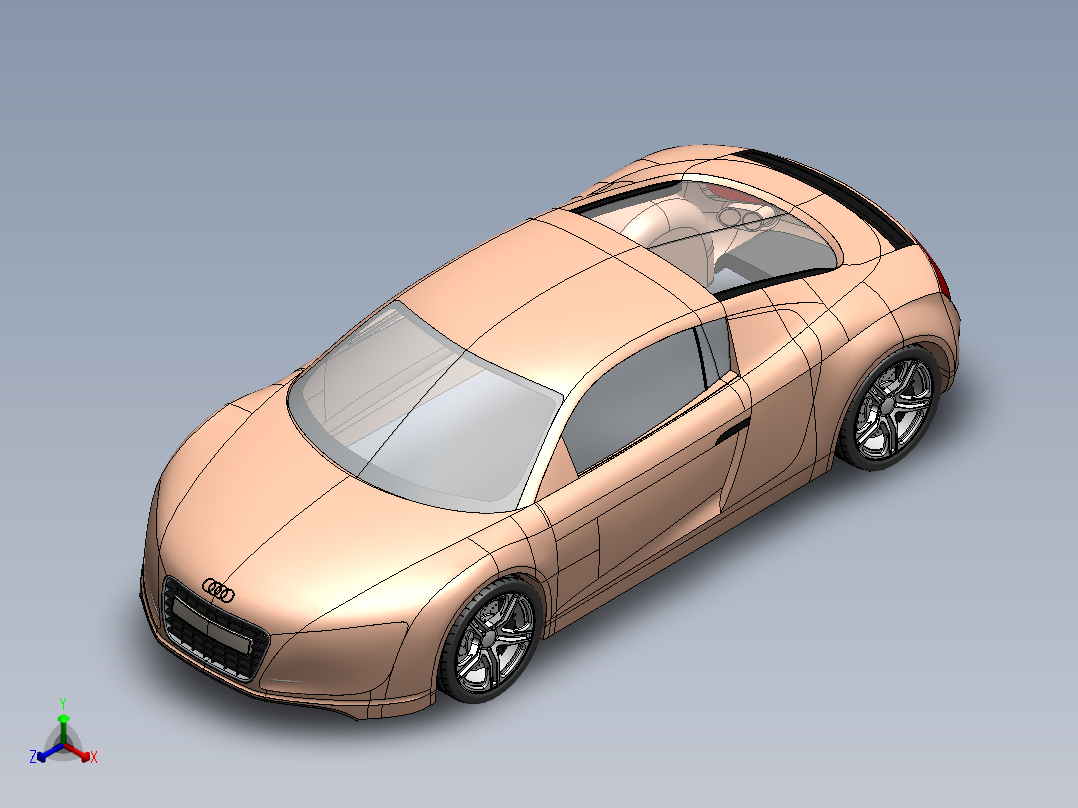 R8轿车外壳造型 sw16正等轴测图