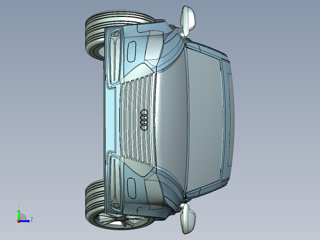 奥迪汽车外观建模模型左视图