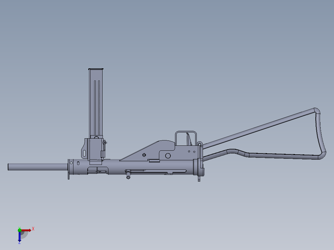 手枪左轮冲锋枪老式狙击步枪设计3D图纸gerat-neumunster-mp-3008 SW俯视图