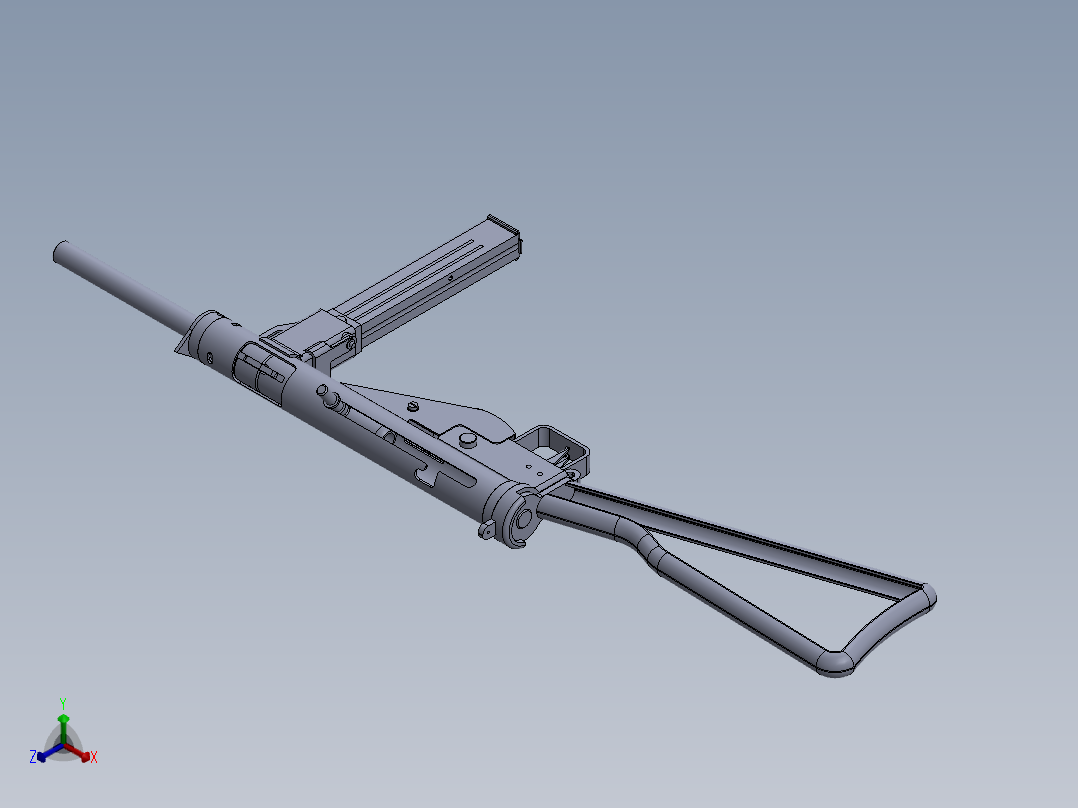 手枪左轮冲锋枪老式狙击步枪设计3D图纸gerat-neumunster-mp-3008 SW正等轴测图