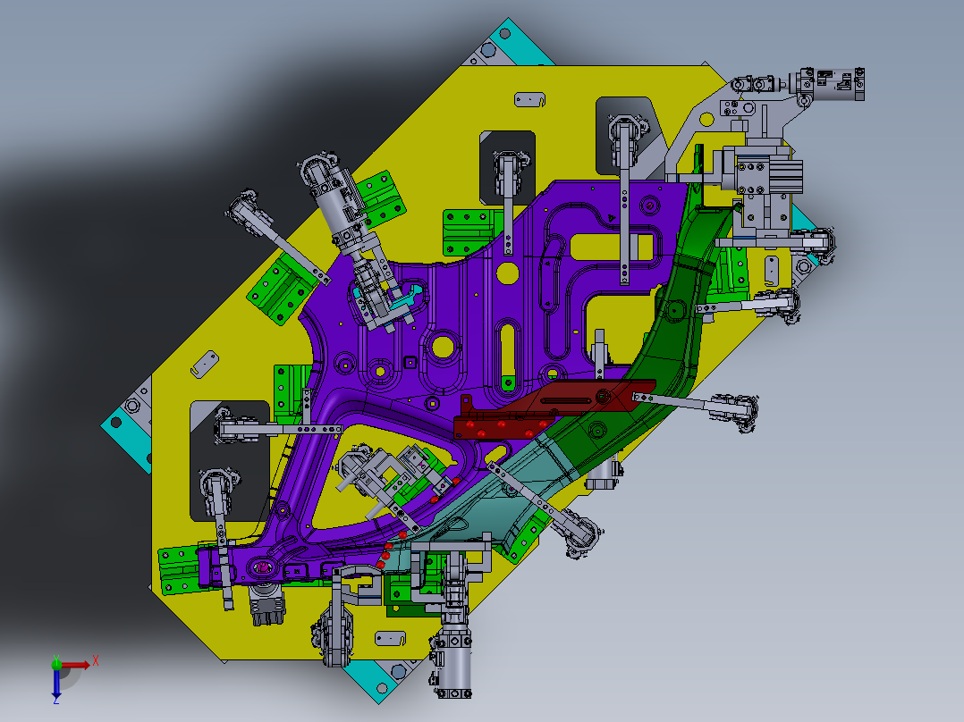 侧板焊接定位夹具俯视图