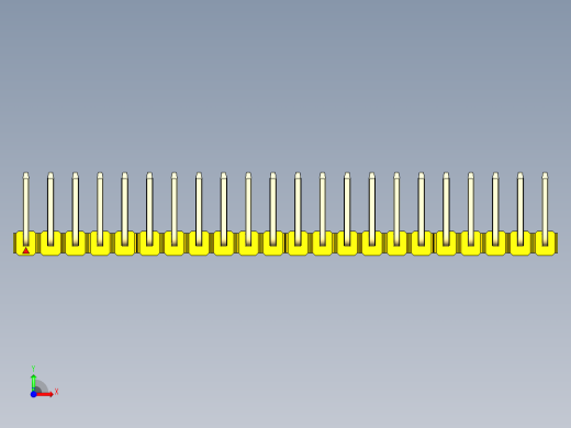 彩色公排针 100mil 2.54mm 系列-DS1022_yellow_22p_100mil_TypeU_rev1.0前视缩略图