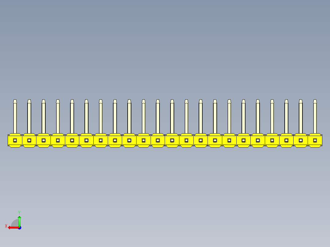 彩色公排针 100mil 2.54mm 系列-DS1022_yellow_22p_100mil_TypeU_rev1.0后视图