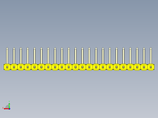 彩色公排针 100mil 2.54mm 系列-DS1022_yellow_22p_100mil_TypeU_rev1.0后视缩略图