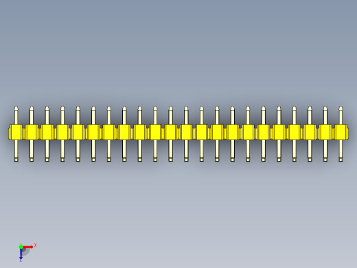 彩色公排针 100mil 2.54mm 系列-DS1022_yellow_22p_100mil_TypeU_rev1.0俯视缩略图