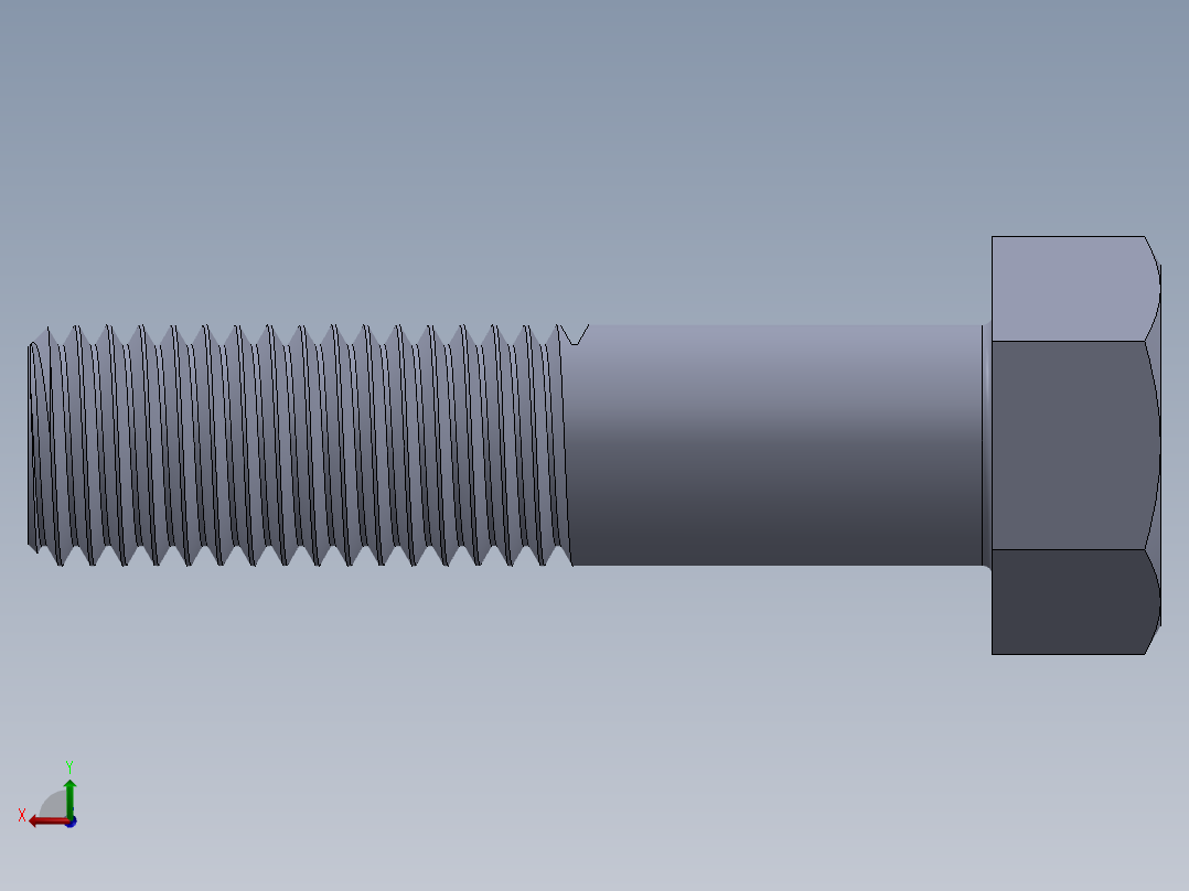 UNC 六角螺栓-Hex Bolt 0.750-10 x 3.SLDPRT后视图