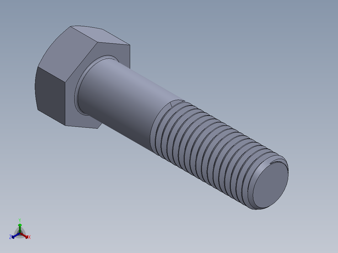 UNC 六角螺栓-Hex Bolt 0.750-10 x 3.SLDPRT正等轴测图
