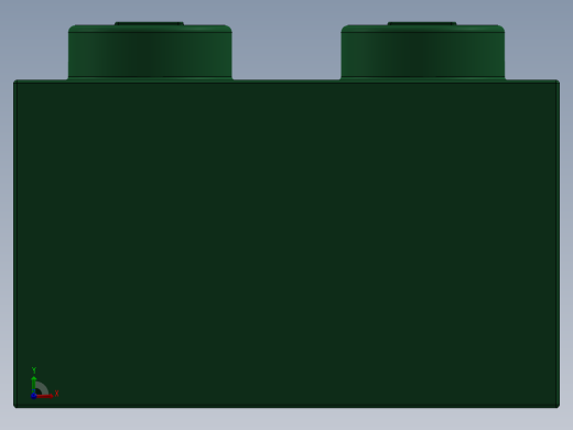 乐高套装 4421基本积木-300328 Dark Green Brick 2 x 2.SLDPRT前视缩略图