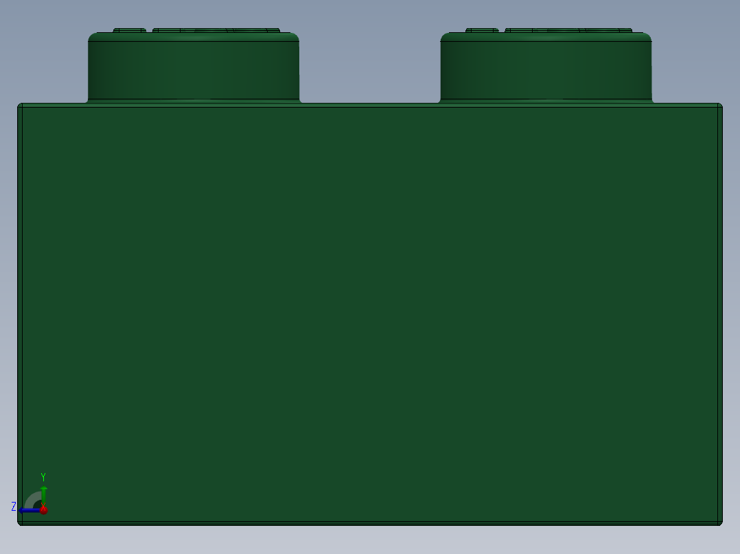 乐高套装 4421基本积木-300328 Dark Green Brick 2 x 2.SLDPRT右视图