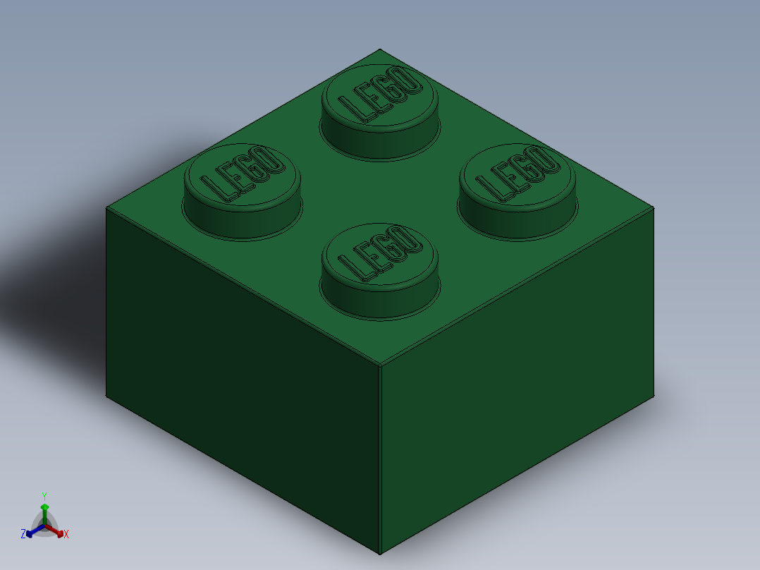 乐高套装 4421基本积木-300328 Dark Green Brick 2 x 2.SLDPRT正等轴测图