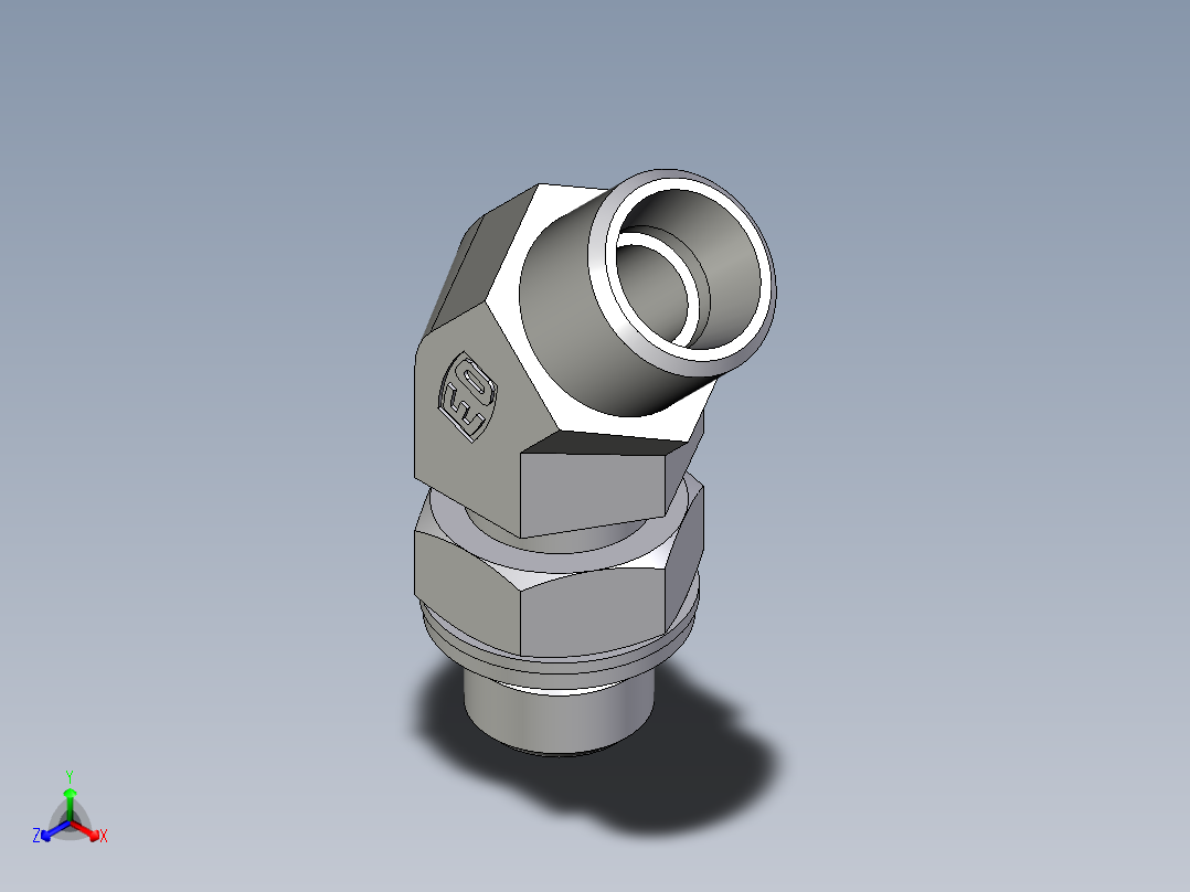 卡套式工业通用硬管接头EO_Adjustable_locknut_45_deg_elbow_VEE10LMOMDCF主视图