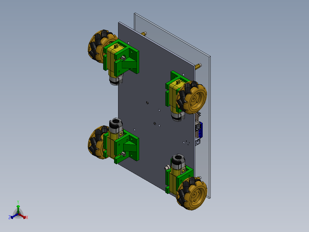 麦克纳姆轮编程小车sw20正等轴测图