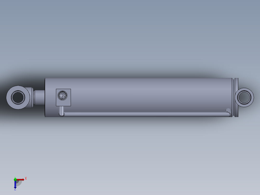 焊接式液压缸（带前杆端安装孔眼）88.9x38.1x395毫米俯视图