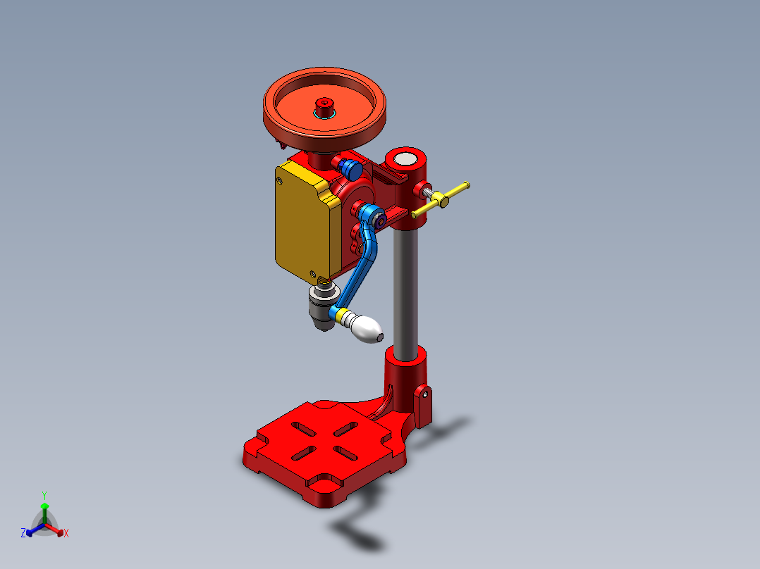 手摇台钻建模 375057正等轴测图