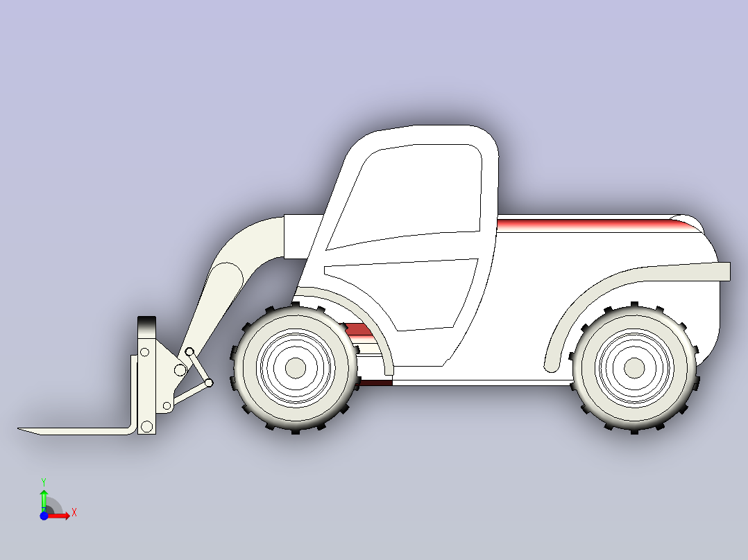 工程叉车3D模型前视图