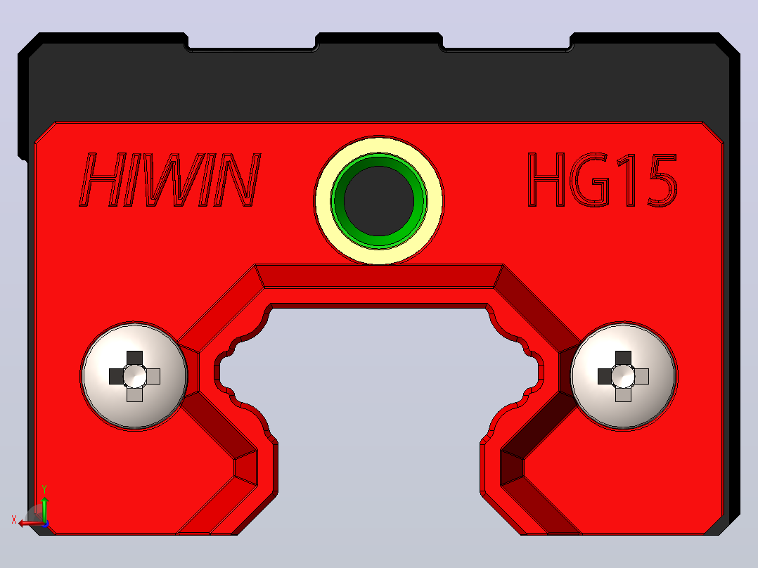 用于线性导轨的HIWIN HGR15R轨道和HGH15CAZAC滑块后视图