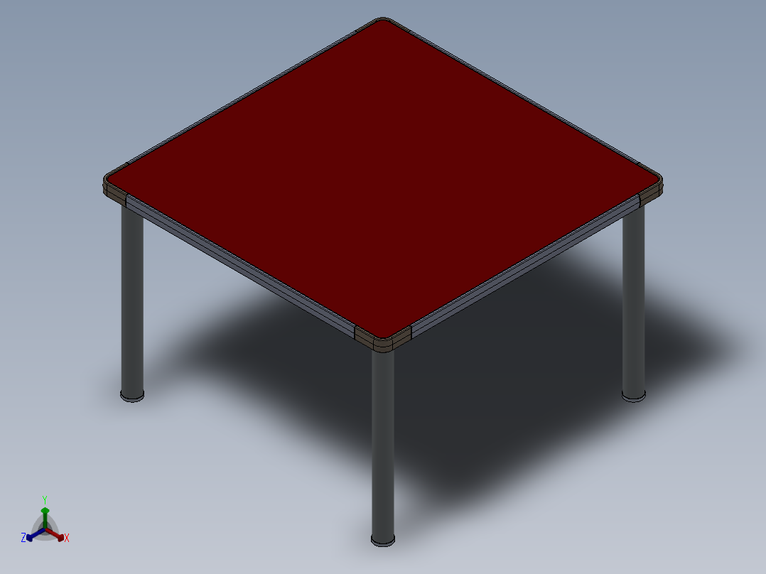 桌子3D模型正等轴测图