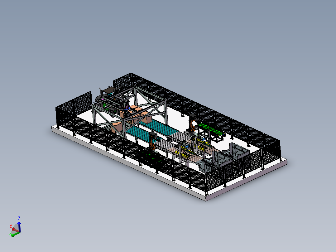 开箱、包装封箱三轴龙门码垛装箱3d图纸