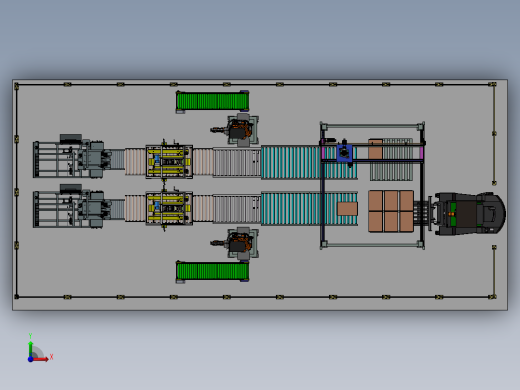开箱、包装封箱三轴龙门码垛装箱3d图纸前视缩略图