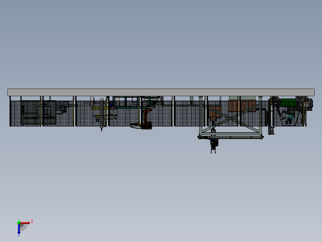 开箱、包装封箱三轴龙门码垛装箱3d图纸俯视图