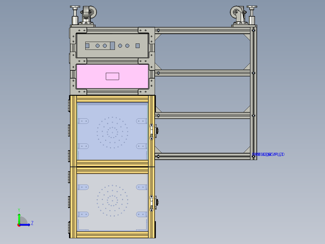 移动防爆箱架左视图