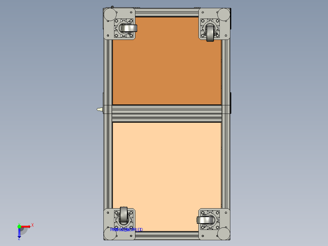 移动防爆箱架俯视图