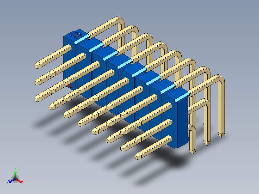 彩色公排针 100mil 2.54mm 系列-DS1022_blue_3x08p_100mil_TypeD_rev1.0主视图