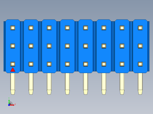 彩色公排针 100mil 2.54mm 系列-DS1022_blue_3x08p_100mil_TypeD_rev1.0前视缩略图