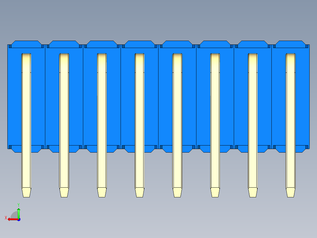 彩色公排针 100mil 2.54mm 系列-DS1022_blue_3x08p_100mil_TypeD_rev1.0后视图