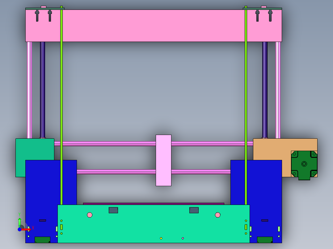 3结构3d打印机前视图