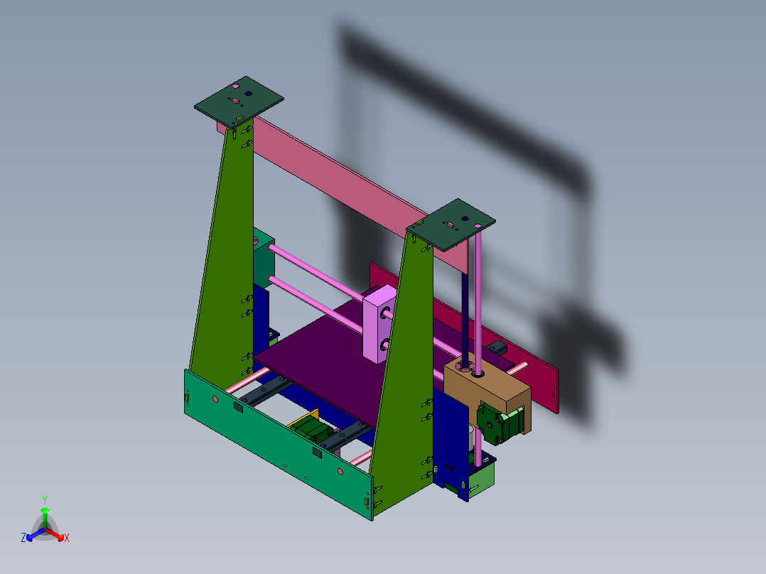 3结构3d打印机正等轴测图