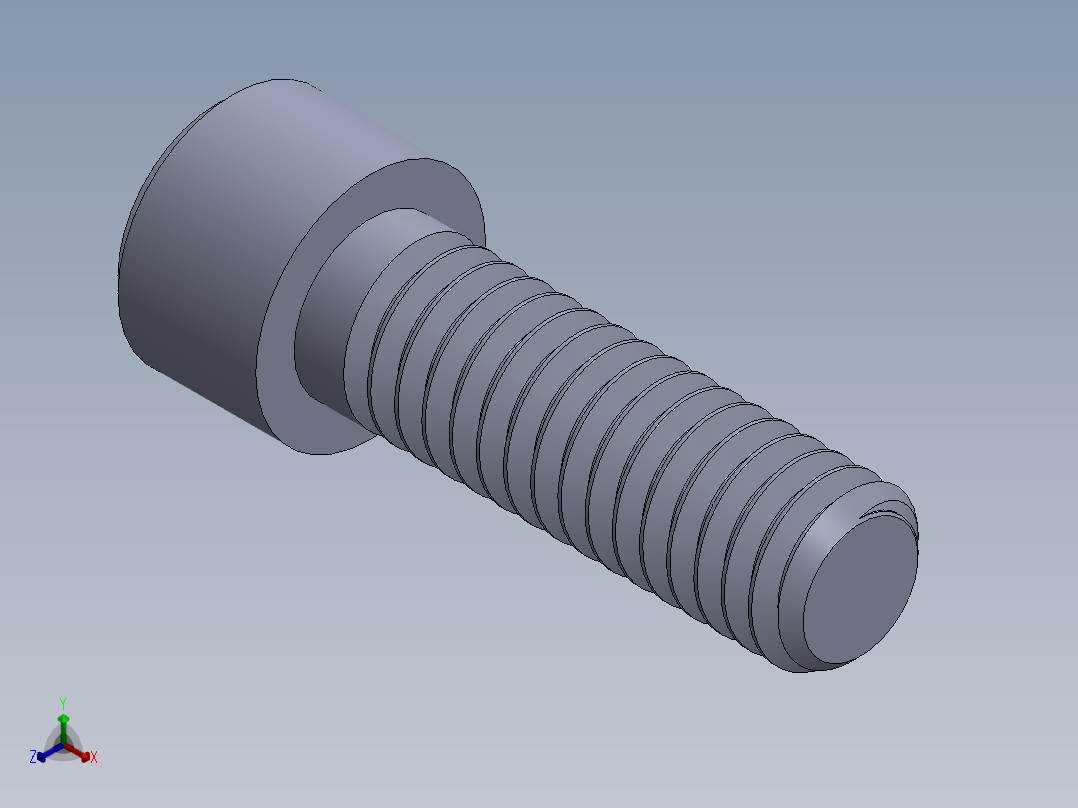 粗螺纹 SHCS 螺钉-SHCS 0.315x18x1.SLDPRT正等轴测图