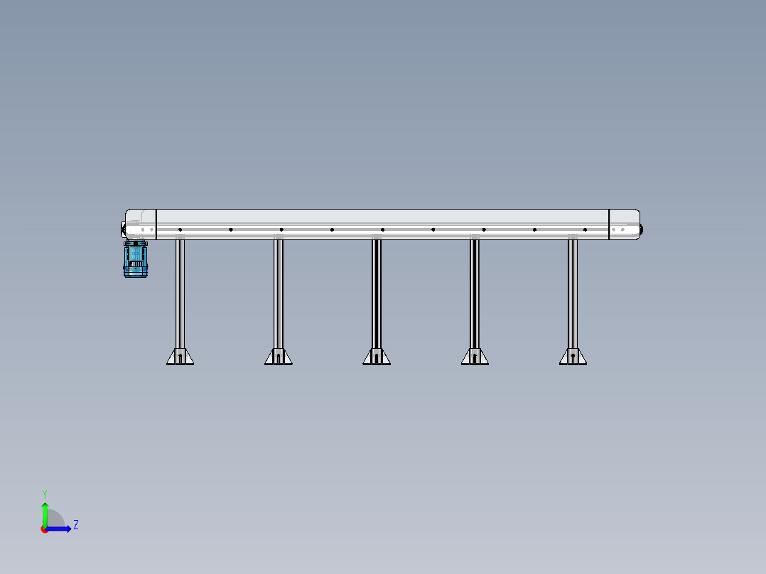 2500x700x300链式输送机3D图纸 IGS STP CATIA INVENTOR左视图