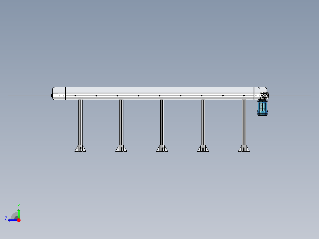 2500x700x300链式输送机3D图纸 IGS STP CATIA INVENTOR右视图
