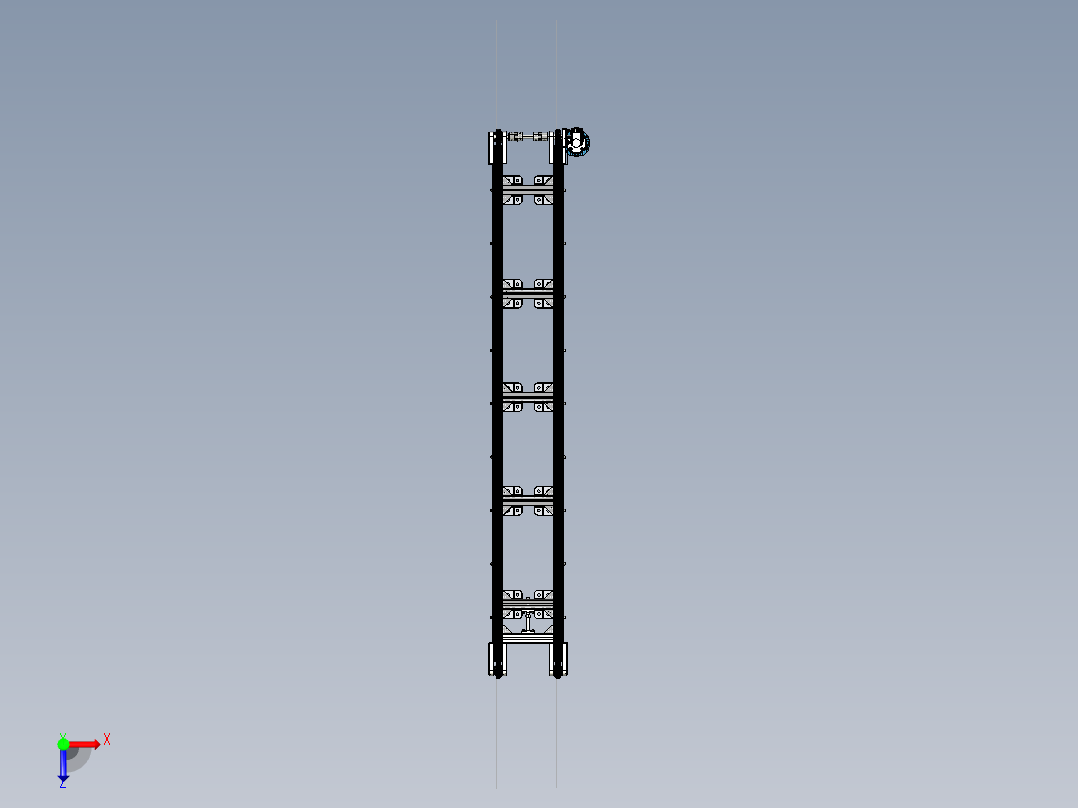 2500x700x300链式输送机3D图纸 IGS STP CATIA INVENTOR俯视图