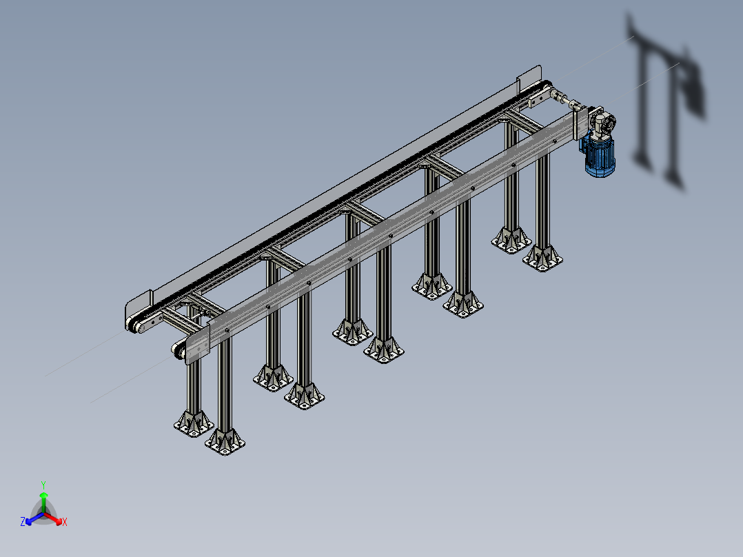 2500x700x300链式输送机3D图纸 IGS STP CATIA INVENTOR正等轴测图