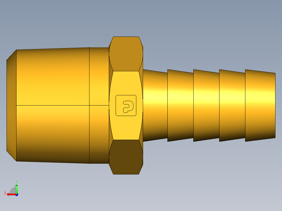 倒齿式工业管接头Hose Barb to Male Pipe 125HBL-8-8后视图