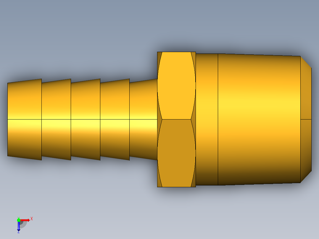 倒齿式工业管接头Hose Barb to Male Pipe 125HBL-8-8俯视图