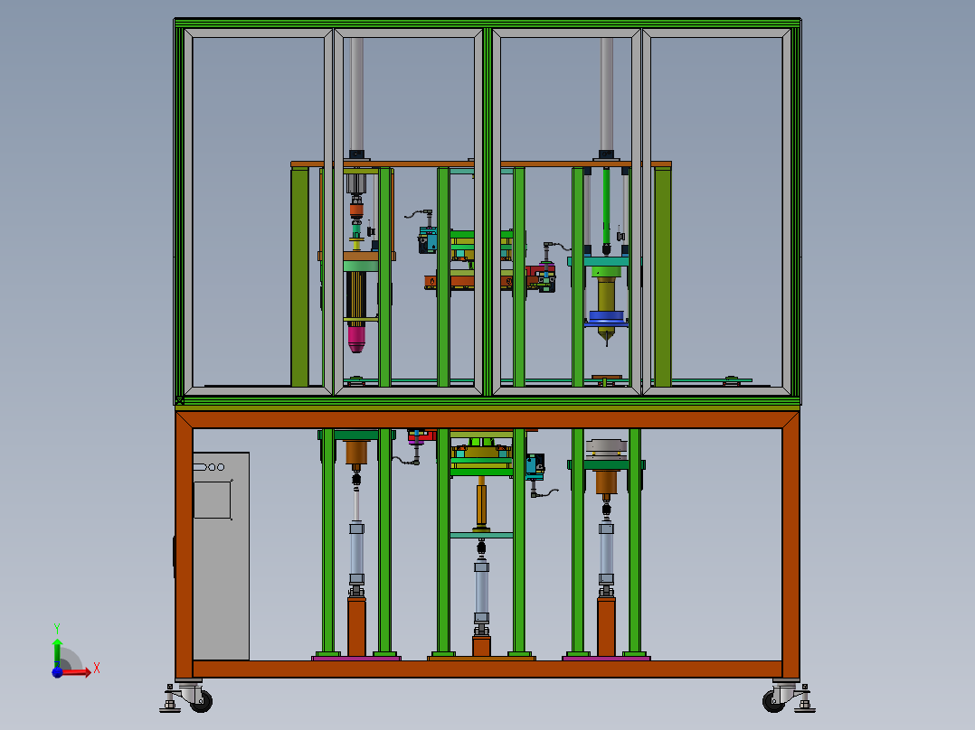 四工位电机定子绕线槽加工打点设备前视图