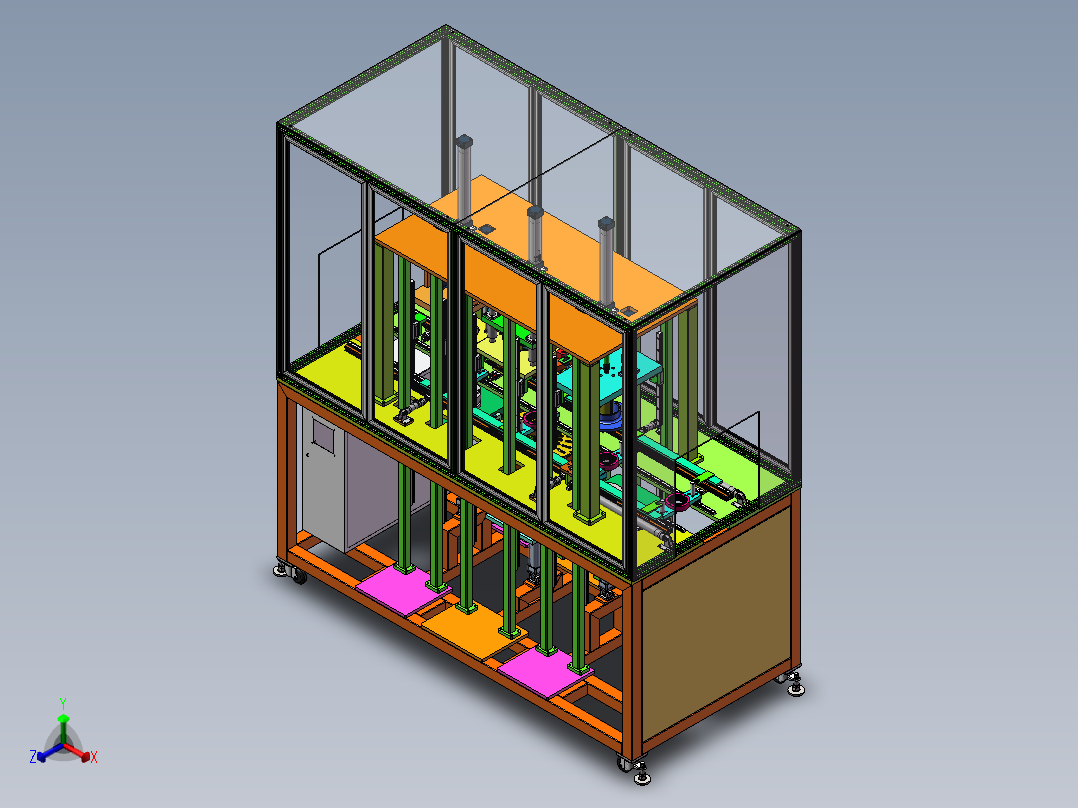 四工位电机定子绕线槽加工打点设备正等轴测图