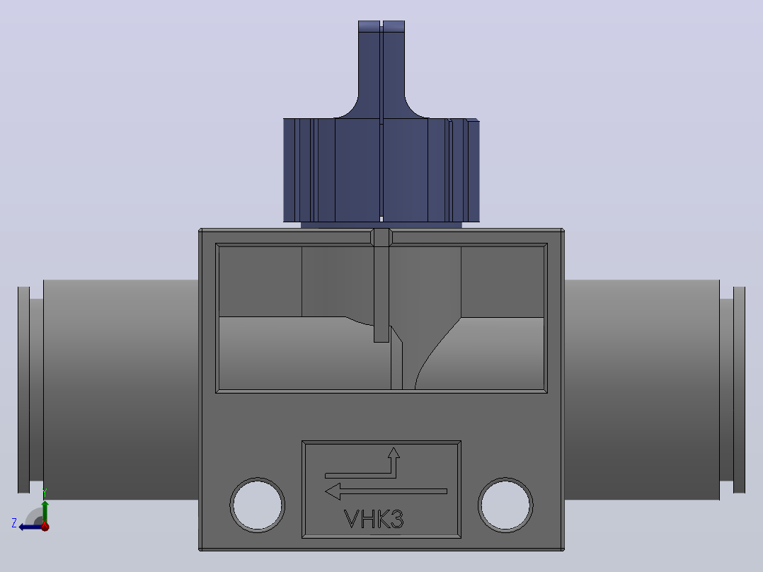 VHK系列P快速接头A快速接头二通三通手动阀[VHK3R-12F-12F]右视图