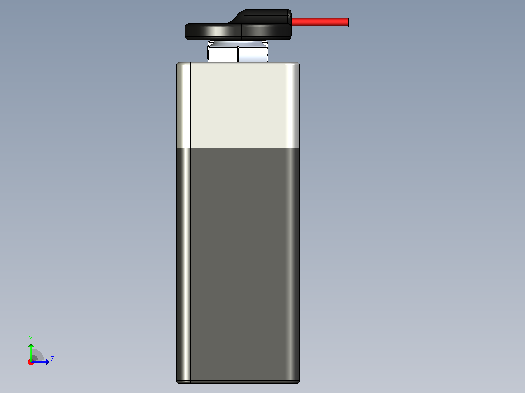 带连接器的9 V碱性电池左视图