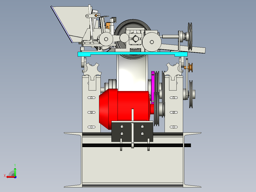 精密磨床总装3D图模型后视图