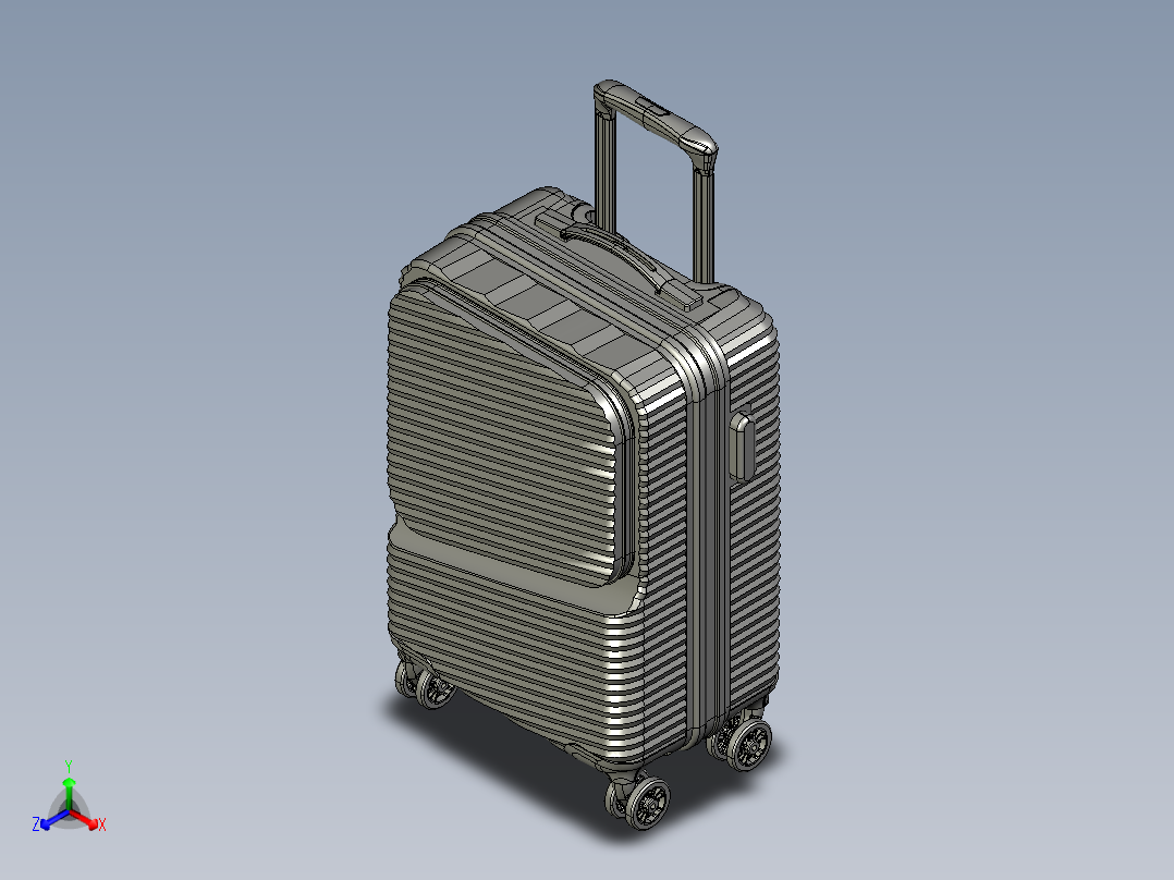 口袋拉杆箱设计正等轴测图