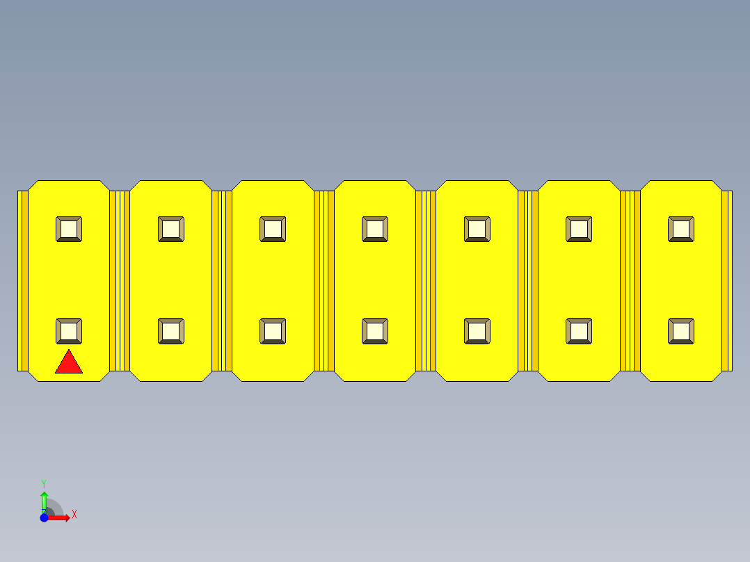 彩色公头100mil（2.54mm）系列-DS1021_yellow_2x07p_100mil_Type1_rev1.0前视图
