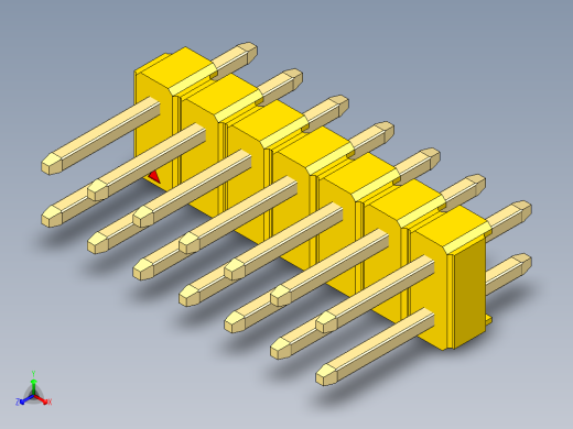 彩色公头100mil（2.54mm）系列-DS1021_yellow_2x07p_100mil_Type1_rev1.0正等轴测缩略图