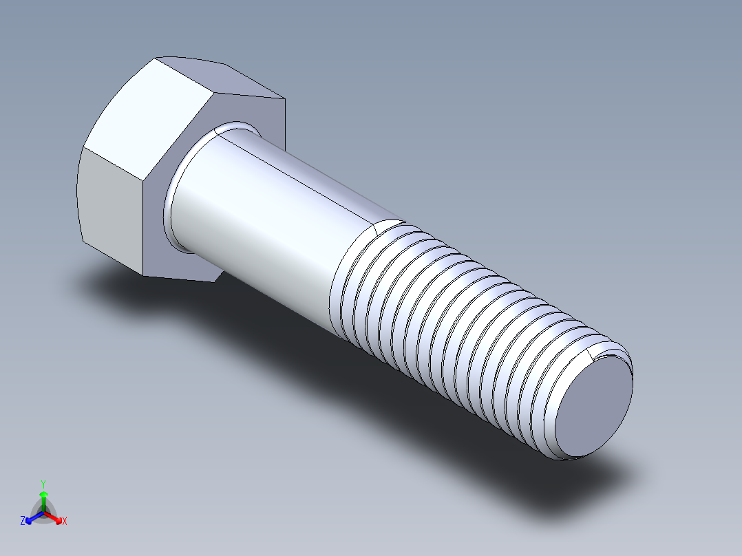 UNC 六角螺栓-Hex Bolt 0.750-10 x 3正等轴测图